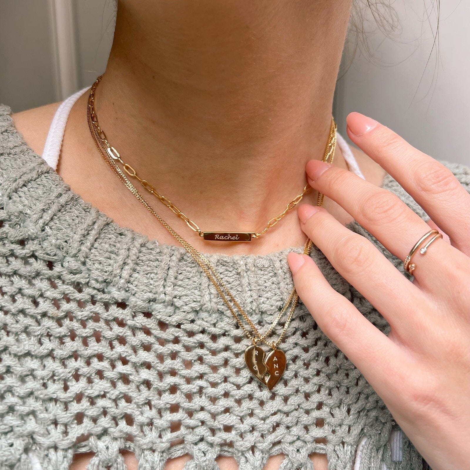 Engravable Paperclip Chain Bar Necklace - Image 11