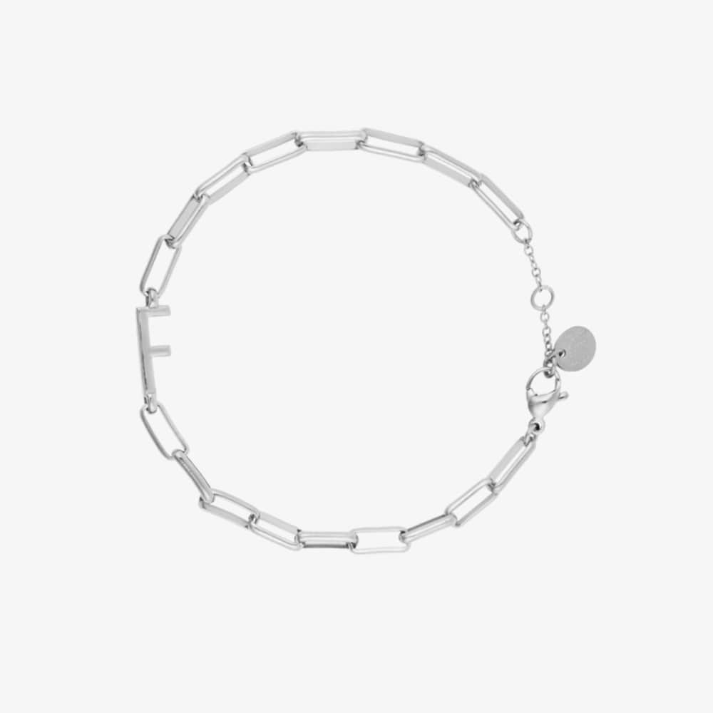 Silver Initial Paperclip Chain Bracelet - Image 10